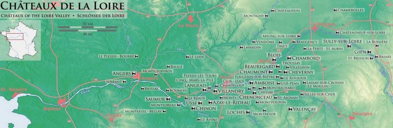 Долина реки Лауры - карта замков